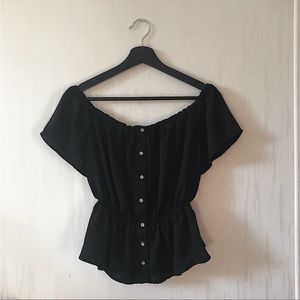 Guess Black Off-Shoulder Blouse Top
